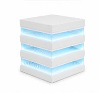 Lesi Side End Table, 20 Inch Glass Top, 2 Drawers, LED Glam White  - BM353309