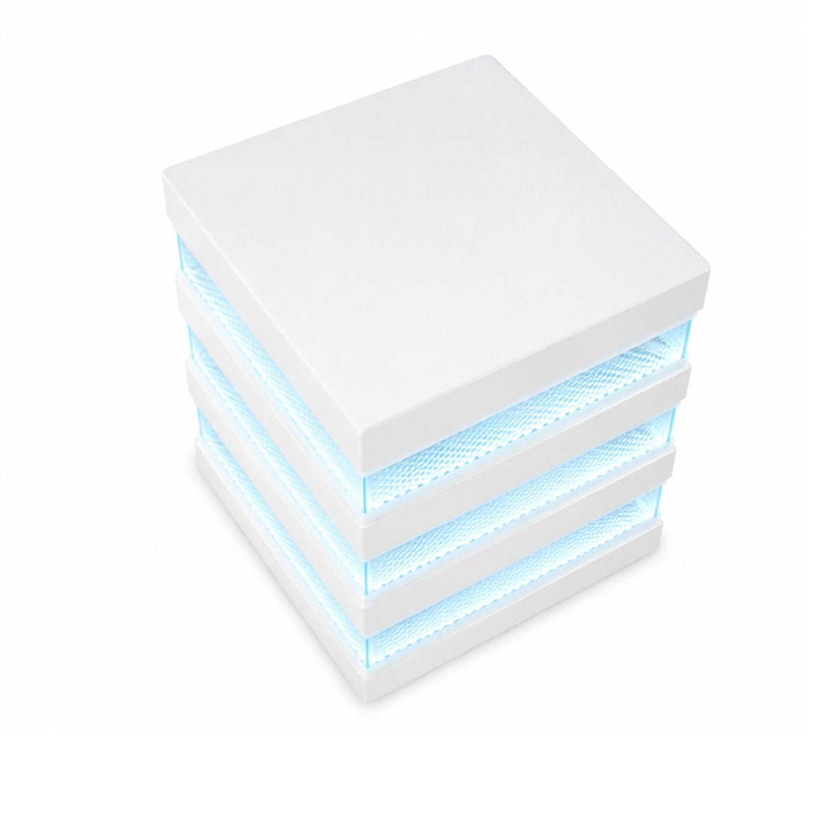 Lesi Side End Table, 20 Inch Glass Top, 2 Drawers, LED Glam White  - BM353309