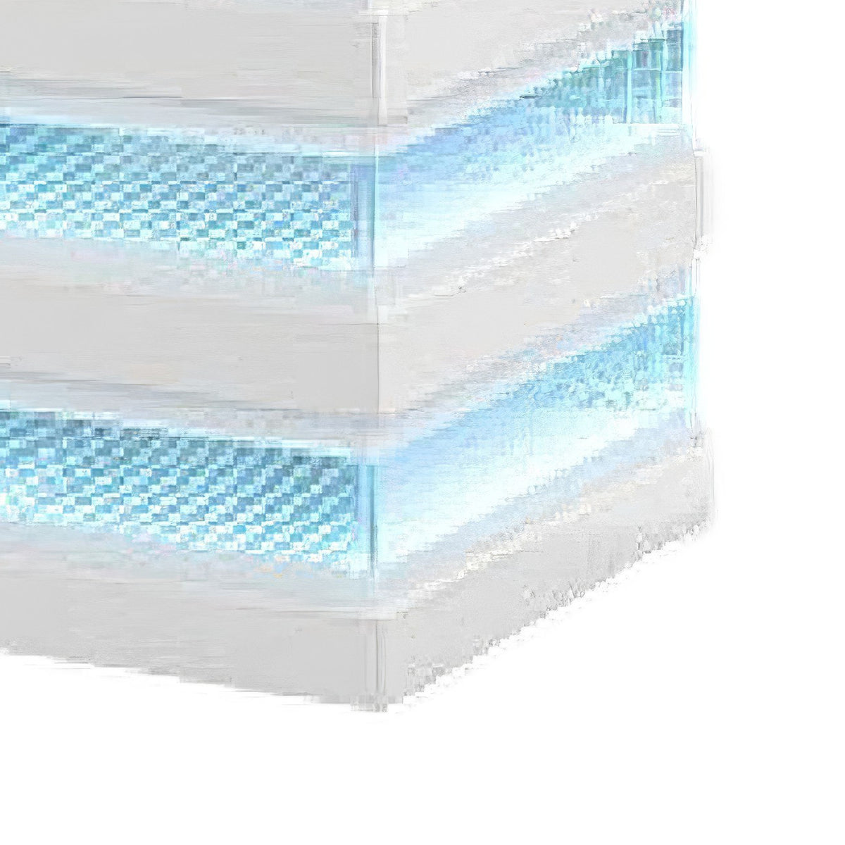 Lesi Side End Table, 20 Inch Glass Top, 2 Drawers, LED Glam White  - BM353309