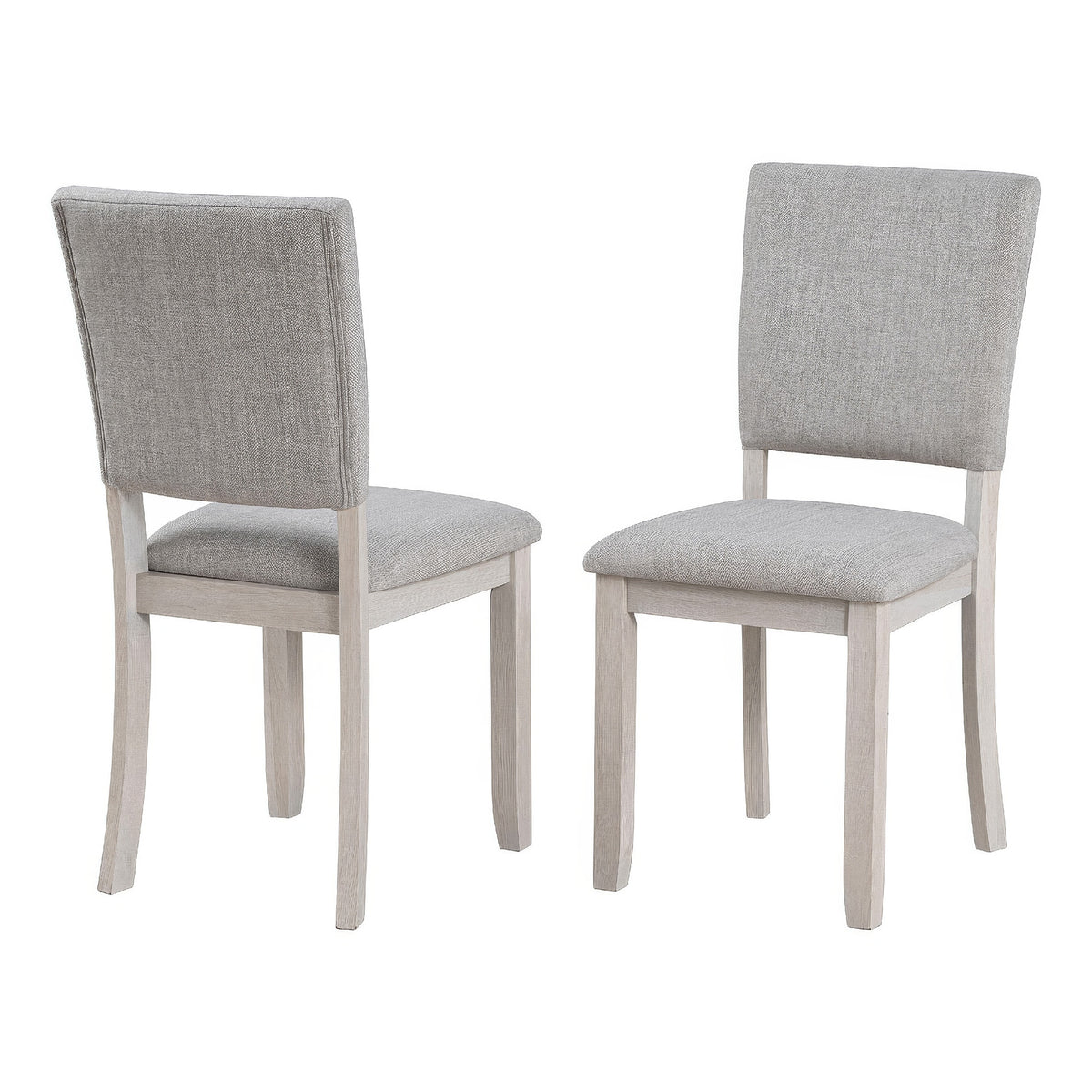 Sesa 4pc Dining Chair Set, Gray Upholstered Seat and Back, White Wood  - BM353310