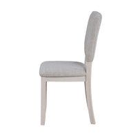Sesa 4pc Dining Chair Set, Gray Upholstered Seat and Back, White Wood  - BM353310