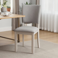 Sesa 4pc Dining Chair Set, Gray Upholstered Seat and Back, White Wood  - BM353310