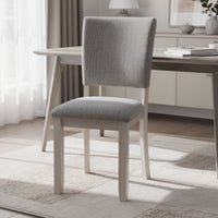 Sesa 4pc Dining Chair Set, Gray Upholstered Seat and Back, White Wood  - BM353310