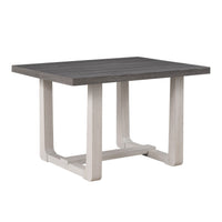 Sesa Dining Table, 48 Inch Rectangular Top, Trestle Base, Gray and White