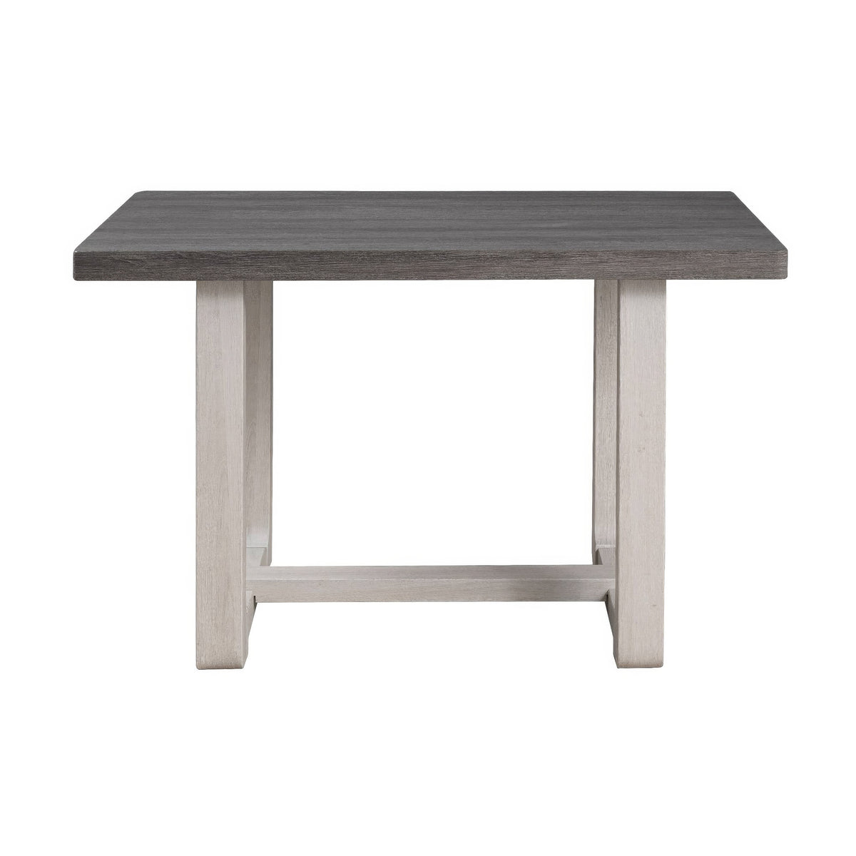 Sesa Dining Table, 48 Inch Rectangular Top, Trestle Base, Gray and White