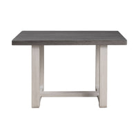 Sesa Dining Table, 48 Inch Rectangular Top, Trestle Base, Gray and White