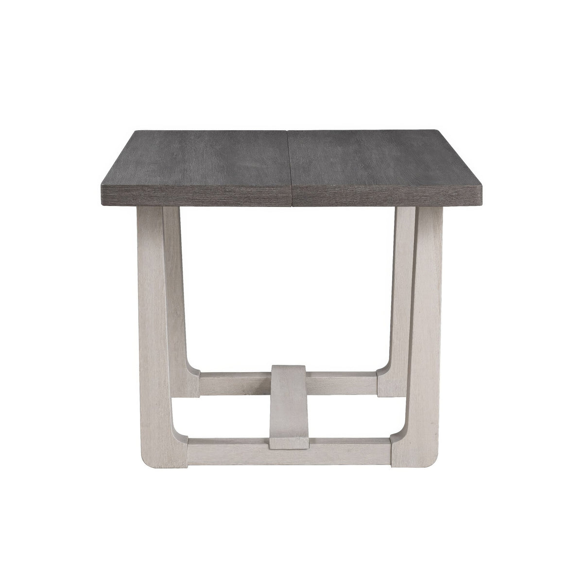 Sesa Dining Table, 48 Inch Rectangular Top, Trestle Base, Gray and White