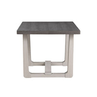 Sesa Dining Table, 48 Inch Rectangular Top, Trestle Base, Gray and White