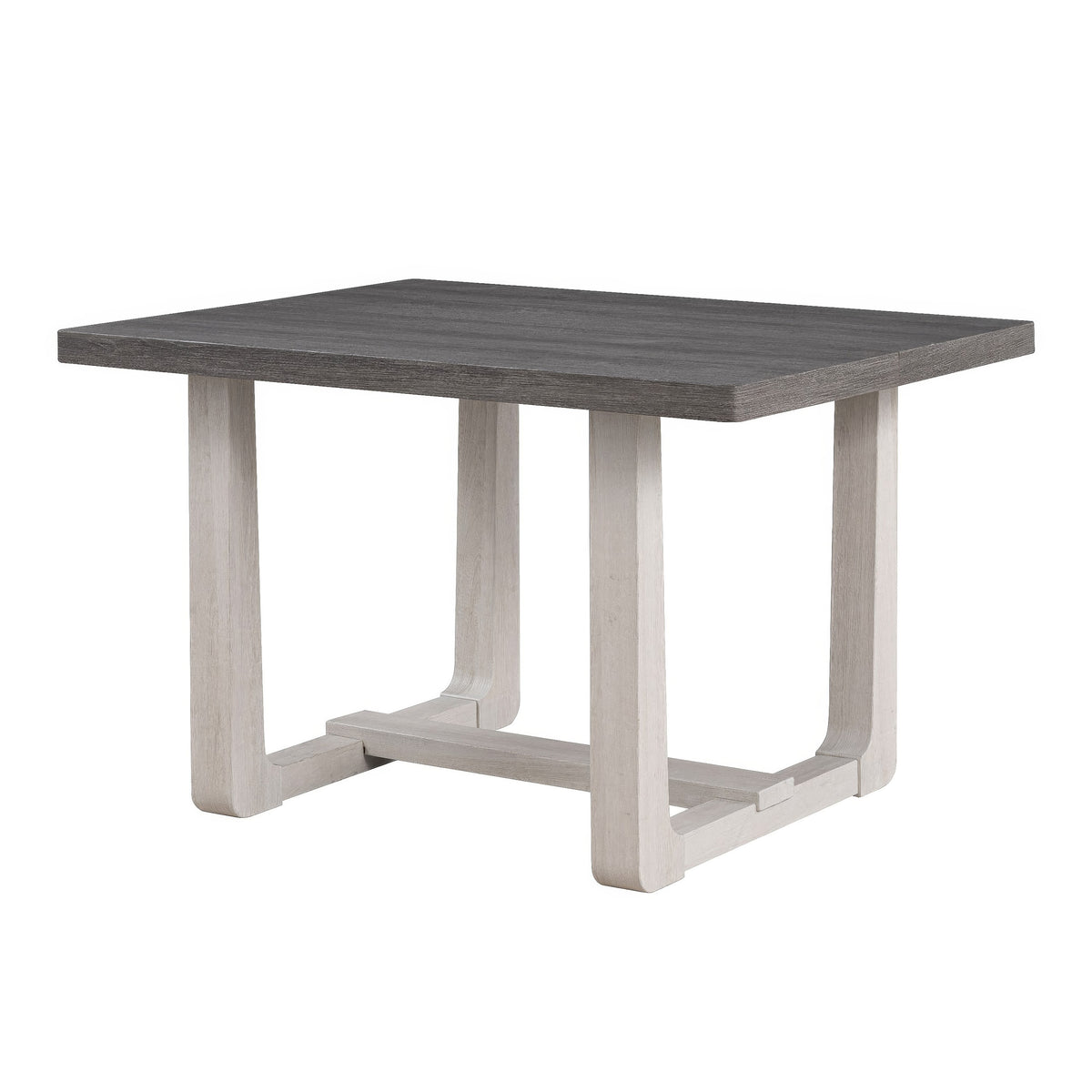 Sesa Dining Table, 48 Inch Rectangular Top, Trestle Base, Gray and White