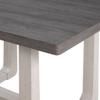 Sesa Dining Table, 48 Inch Rectangular Top, Trestle Base, Gray and White