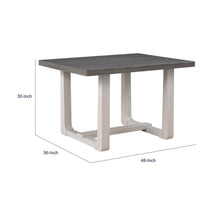 Sesa Dining Table, 48 Inch Rectangular Top, Trestle Base, Gray and White