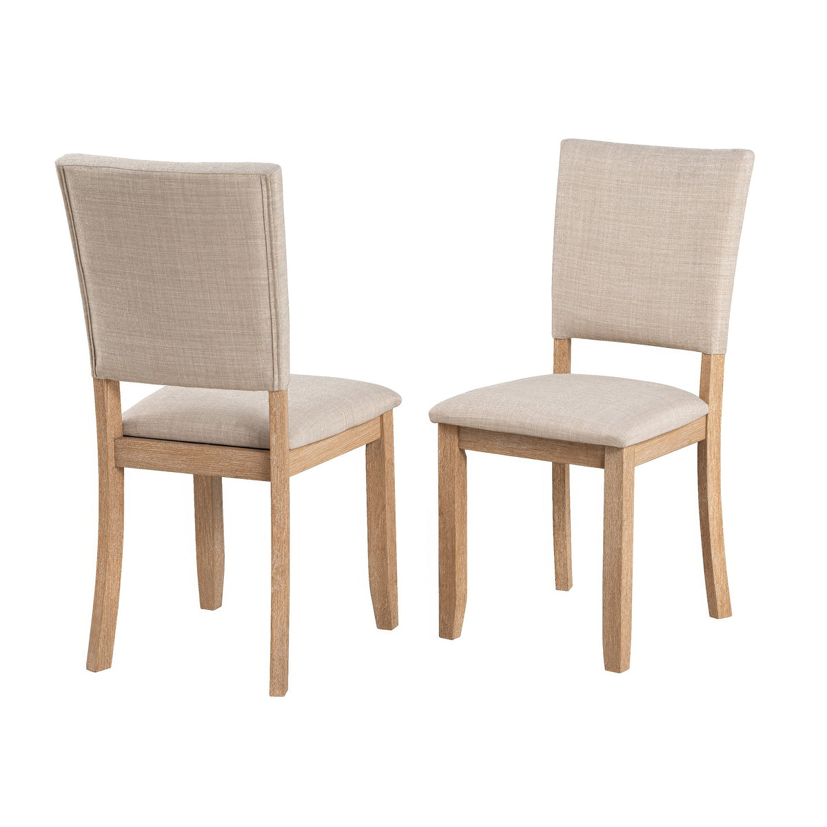 Sesa 4pc Dining Chair Set, Gray Upholstered Seat and Back, Natural Brown