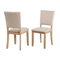 Sesa 4pc Dining Chair Set, Gray Upholstered Seat and Back, Natural Brown
