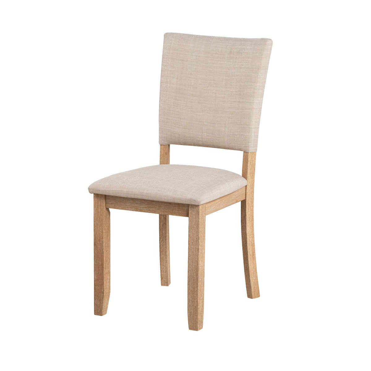 Sesa 4pc Dining Chair Set, Gray Upholstered Seat and Back, Natural Brown
