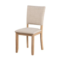 Sesa 4pc Dining Chair Set, Gray Upholstered Seat and Back, Natural Brown