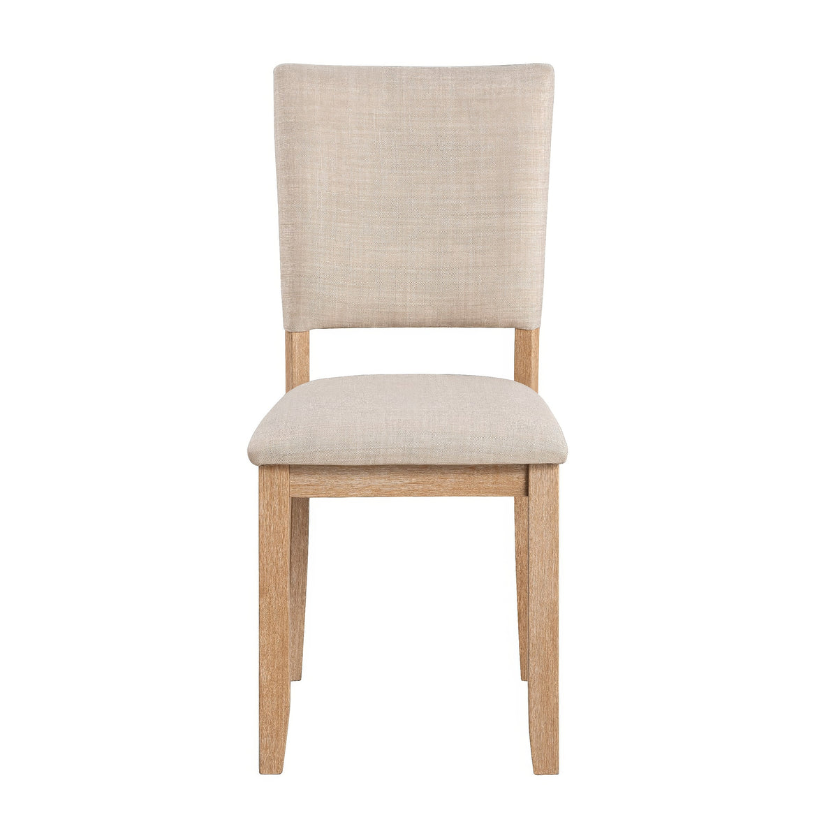 Sesa 4pc Dining Chair Set, Gray Upholstered Seat and Back, Natural Brown