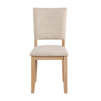 Sesa 4pc Dining Chair Set, Gray Upholstered Seat and Back, Natural Brown