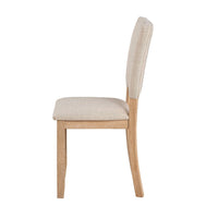 Sesa 4pc Dining Chair Set, Gray Upholstered Seat and Back, Natural Brown