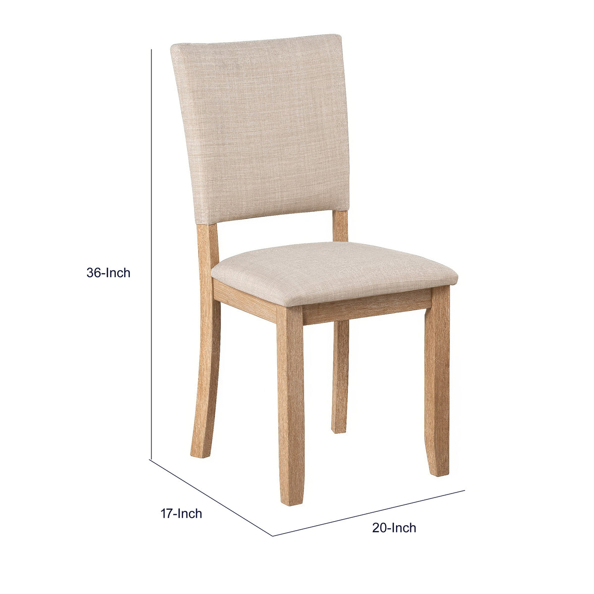 Sesa 4pc Dining Chair Set, Gray Upholstered Seat and Back, Natural Brown