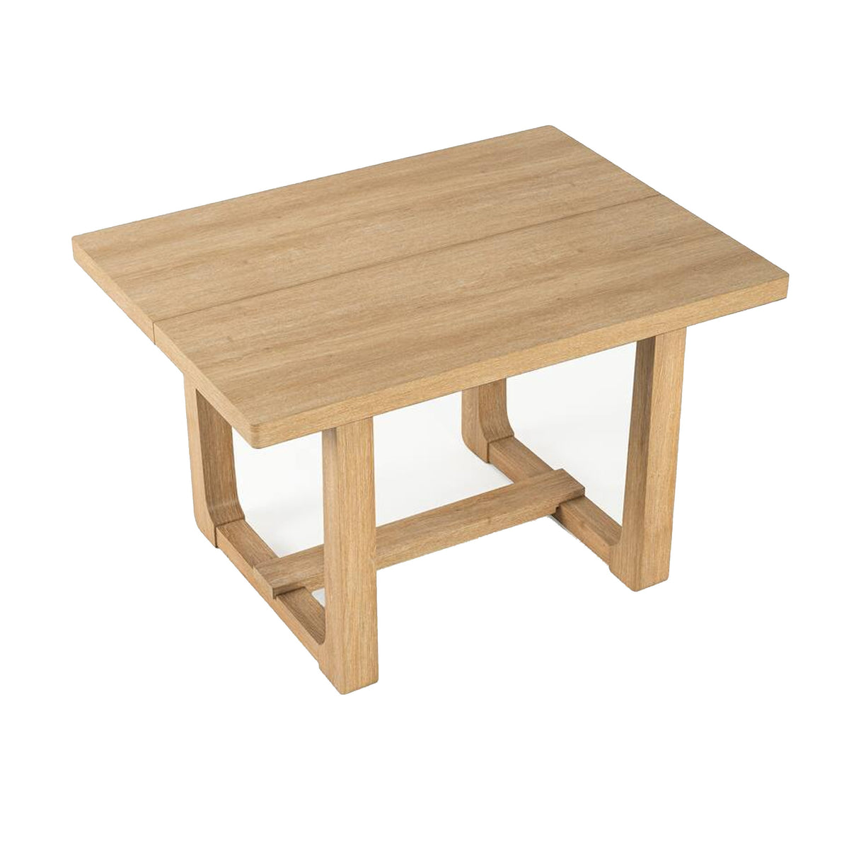 Sesa Dining Table, 48 Inch Rectangular Top, Trestle Base, Natural Brown