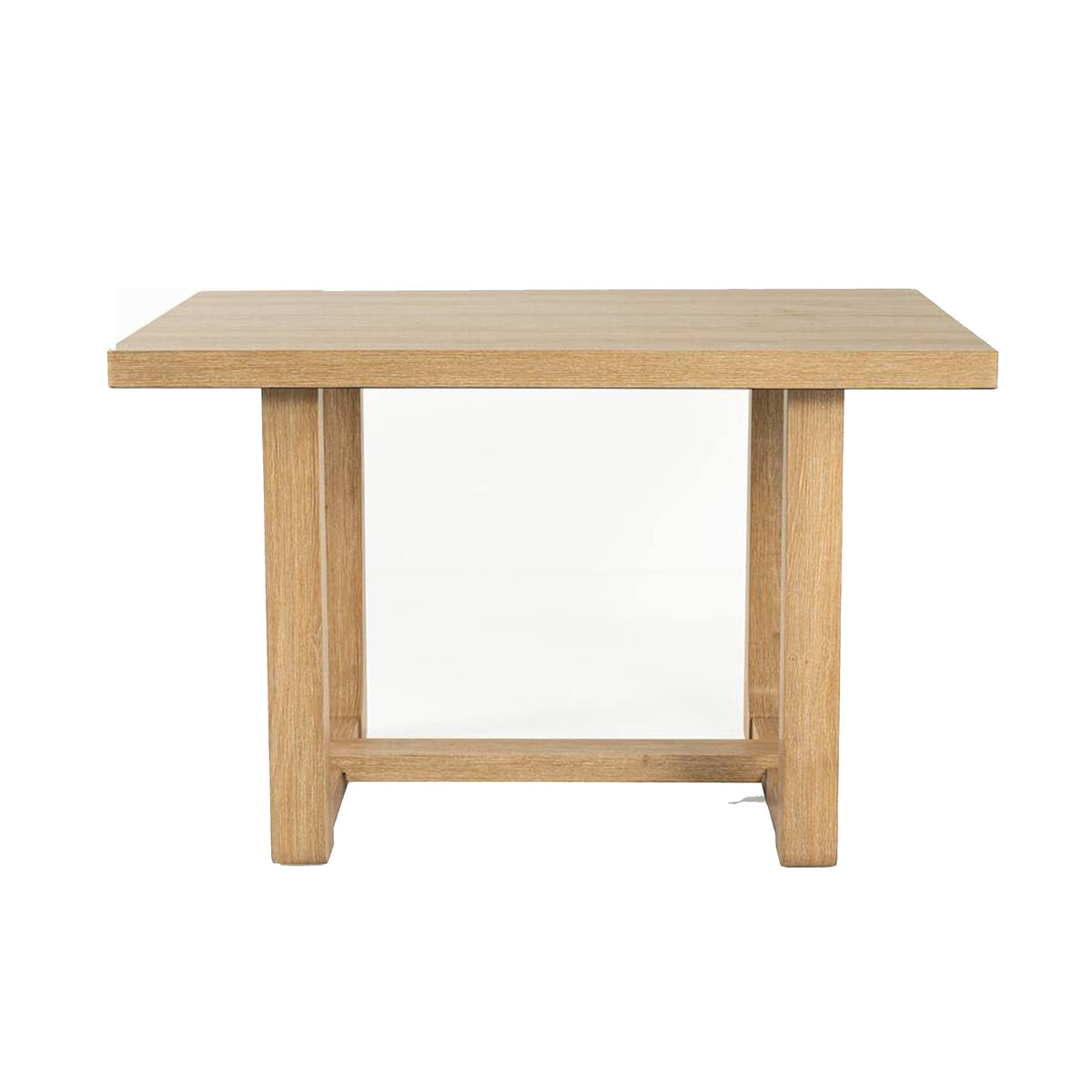 Sesa Dining Table, 48 Inch Rectangular Top, Trestle Base, Natural Brown