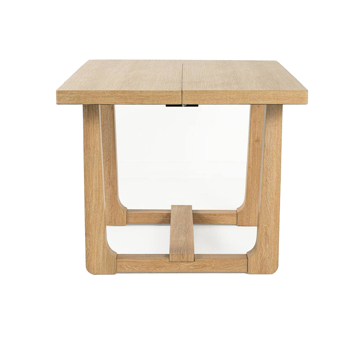 Sesa Dining Table, 48 Inch Rectangular Top, Trestle Base, Natural Brown