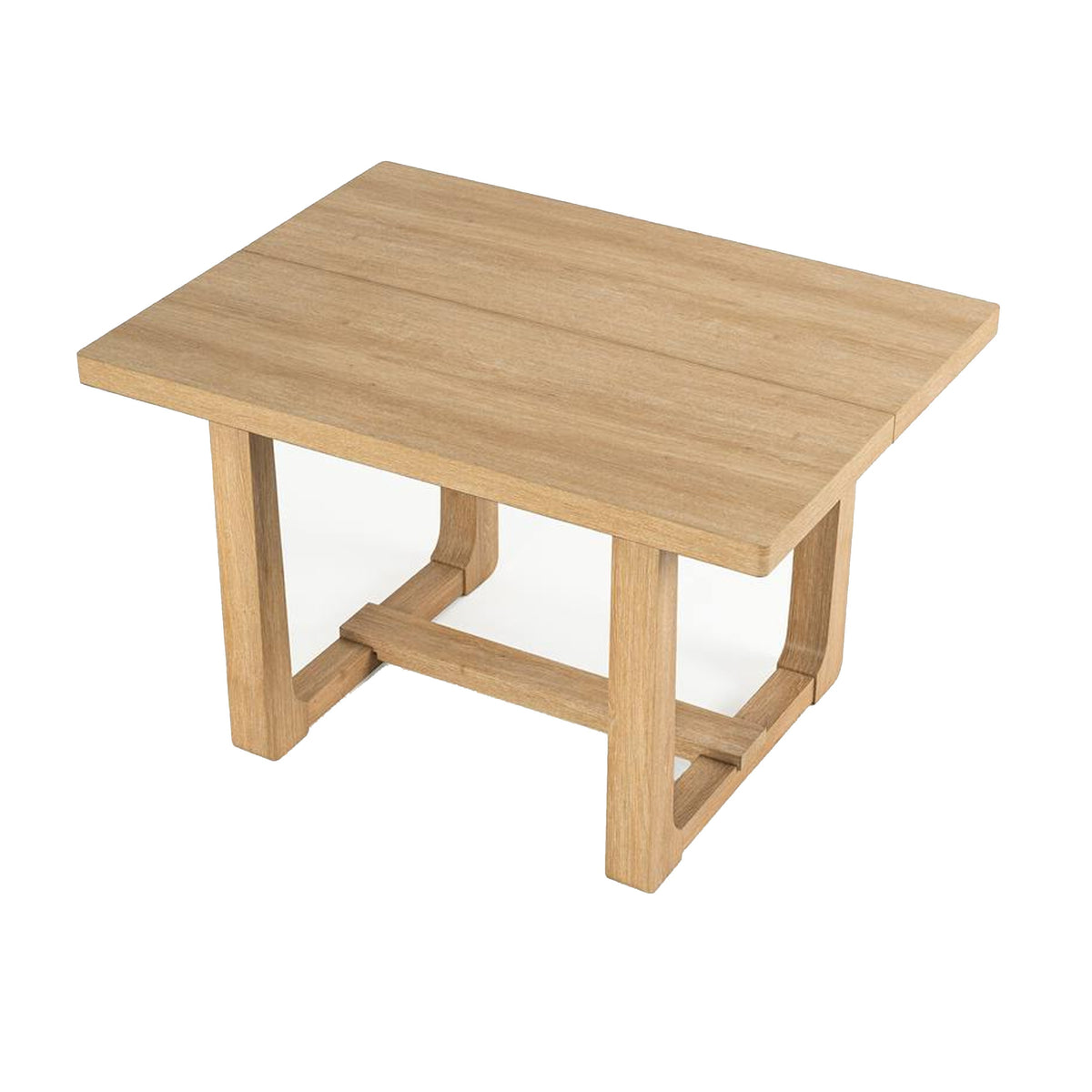 Sesa Dining Table, 48 Inch Rectangular Top, Trestle Base, Natural Brown