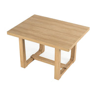 Sesa Dining Table, 48 Inch Rectangular Top, Trestle Base, Natural Brown