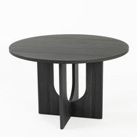 Kysa Dining Table, 47 Inch Round Top, Cross U Pedestal Base, Dark Gray  - BM353314