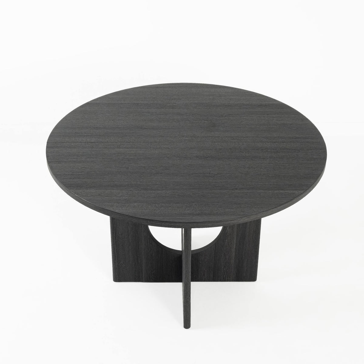 Kysa Dining Table, 47 Inch Round Top, Cross U Pedestal Base, Dark Gray  - BM353314