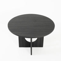 Kysa Dining Table, 47 Inch Round Top, Cross U Pedestal Base, Dark Gray  - BM353314