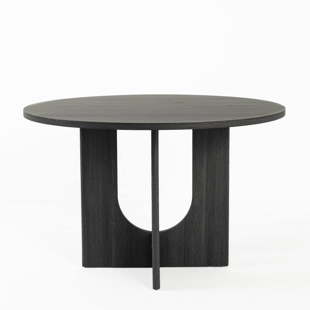 Kysa Dining Table, 47 Inch Round Top, Cross U Pedestal Base, Dark Gray  - BM353314