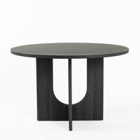 Kysa Dining Table, 47 Inch Round Top, Cross U Pedestal Base, Dark Gray  - BM353314