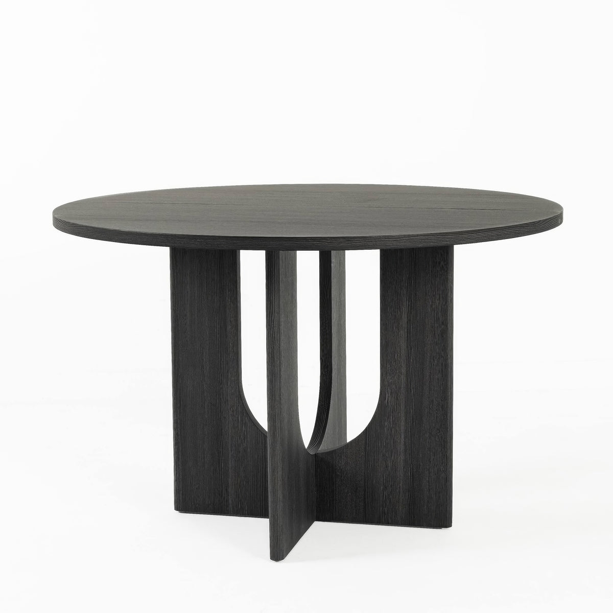 Kysa Dining Table, 47 Inch Round Top, Cross U Pedestal Base, Dark Gray  - BM353314
