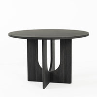 Kysa Dining Table, 47 Inch Round Top, Cross U Pedestal Base, Dark Gray  - BM353314