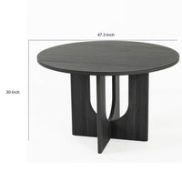 Kysa Dining Table, 47 Inch Round Top, Cross U Pedestal Base, Dark Gray  - BM353314