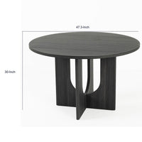 Kysa Dining Table, 47 Inch Round Top, Cross U Pedestal Base, Dark Gray  - BM353314