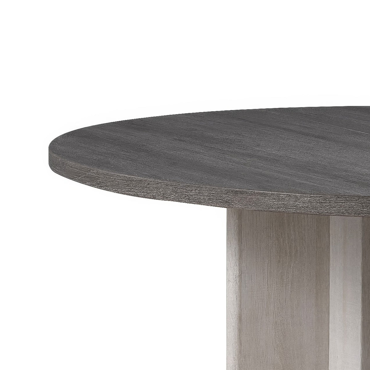 Kysa Dining Table, 47 Inch Gray Round Top, Cross U Pedestal Base, White  - BM353315