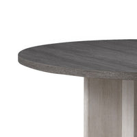 Kysa Dining Table, 47 Inch Gray Round Top, Cross U Pedestal Base, White  - BM353315