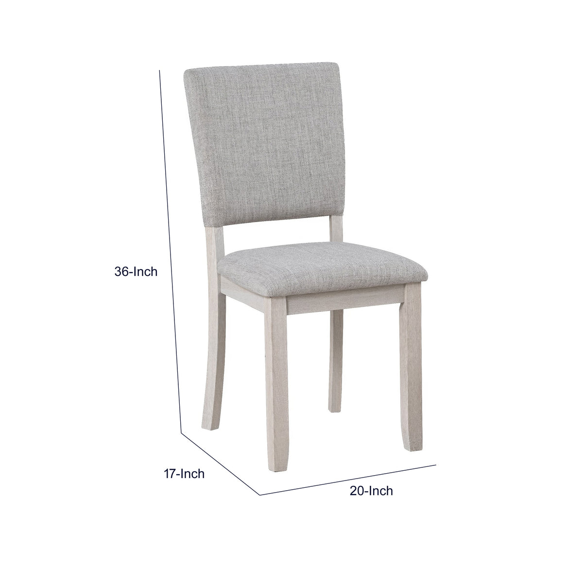 Kysa 4pc Dining Chair Set, Light Gray Upholstered Seat and Back, White  - BM353316
