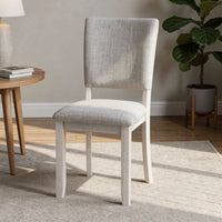 Kysa 4pc Dining Chair Set, Light Gray Upholstered Seat and Back, White  - BM353316