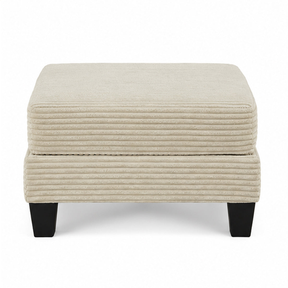 Mysi Storage Ottoman, Beige Wide Wale Corduroy Upholstery, 31 Inch   - BM353317