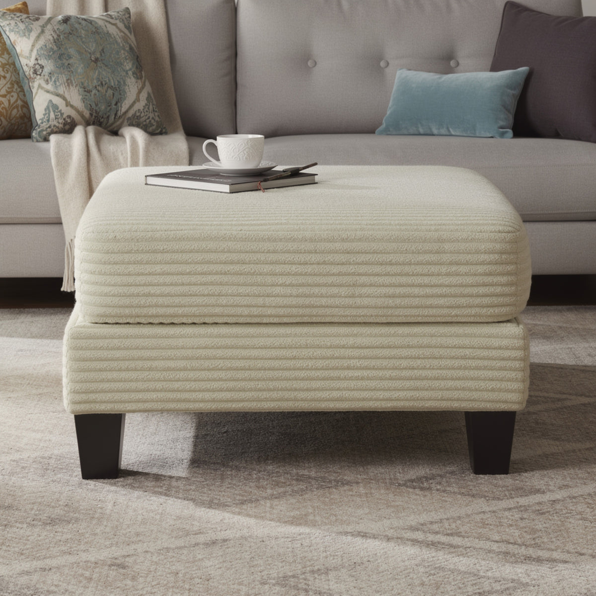 Mysi Storage Ottoman, Beige Wide Wale Corduroy Upholstery, 31 Inch   - BM353317