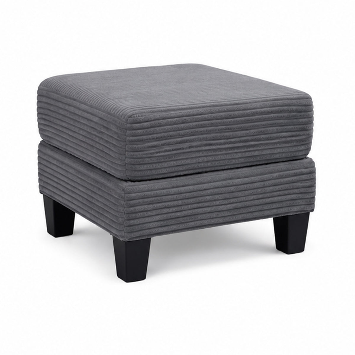 Mysi Storage Ottoman, Dark Gray Wide Wale Corduroy Upholstery, 31 Inch