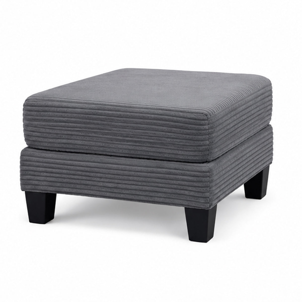 Mysi Storage Ottoman, Dark Gray Wide Wale Corduroy Upholstery, 31 Inch