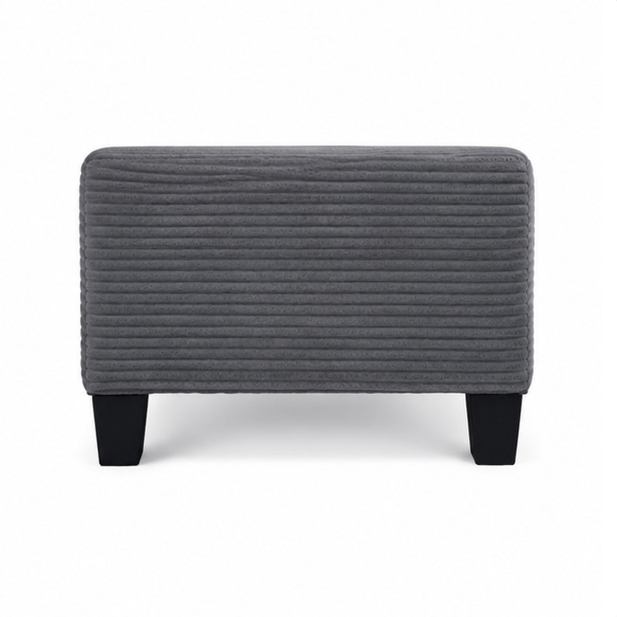 Mysi Storage Ottoman, Dark Gray Wide Wale Corduroy Upholstery, 31 Inch