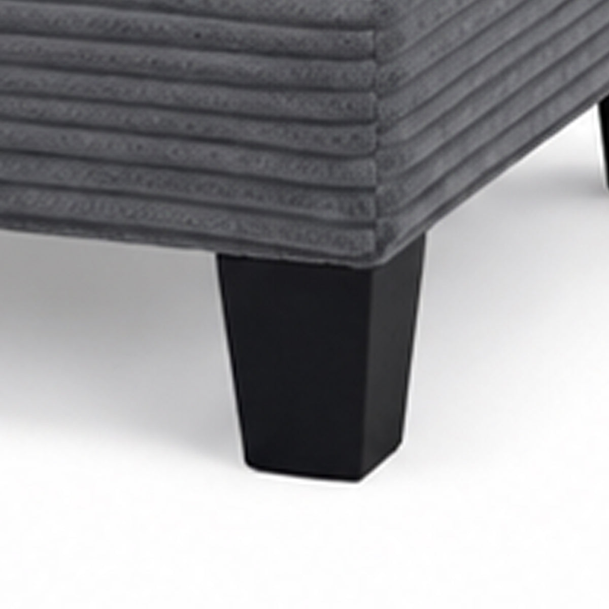 Mysi Storage Ottoman, Dark Gray Wide Wale Corduroy Upholstery, 31 Inch
