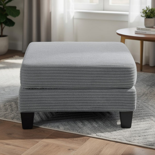 Mysi Storage Ottoman, Dark Gray Wide Wale Corduroy Upholstery, 31 Inch