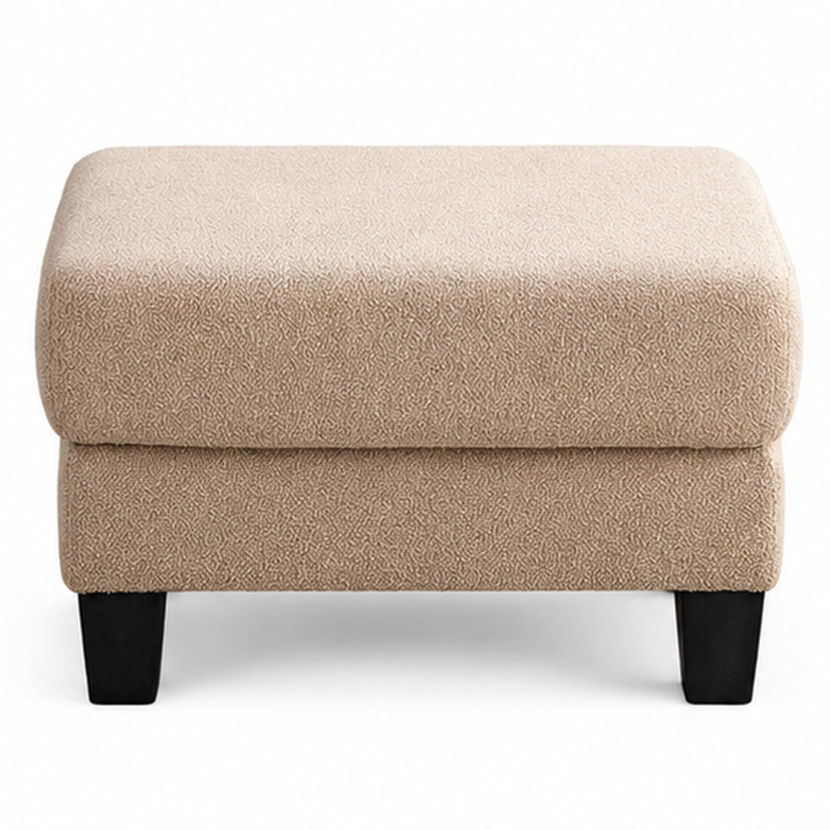 Cysa Storage Ottoman, Beige Boucle Upholstery, Brown Legs, 31 Inch   - BM353319