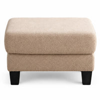 Cysa Storage Ottoman, Beige Boucle Upholstery, Brown Legs, 31 Inch   - BM353319